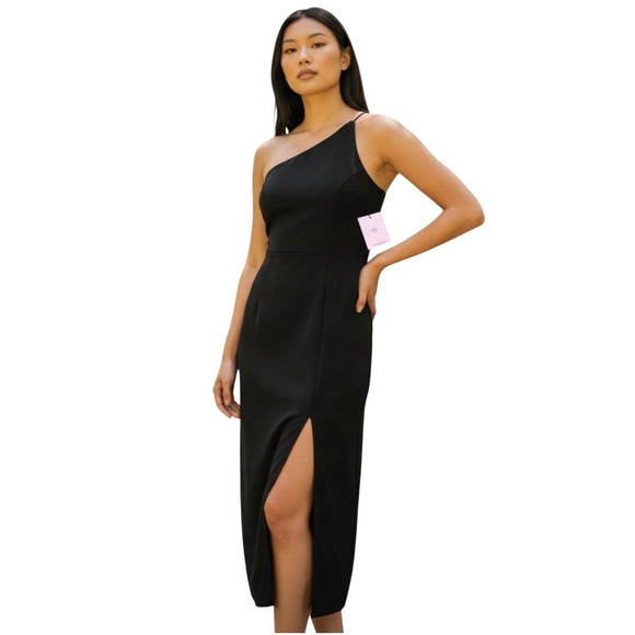 Hello Molly Dresses & Skirts - Hello Molly Dress Womens Size 4 Black One Shoulder Event Occation Sexy Midi New